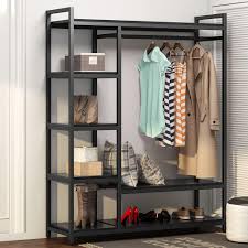 Specialty storage & accessories closet rod hardware. Amazon Com Little Tree Free Standing Closet Organizer Heavy Duty Closet Storage With 6 Shelves And Hanging Bar Large Clothes Storage Standing Garmen Rack Black Home Improvement