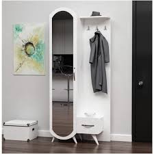 Homemania Mobile Ingresso Kerry Armadio Appendiabiti Con Specchio Anta Cassetto Ripiani Bianco In Legno 80 X 35 X 180 Cm Eprice