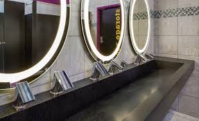 This narrow floor plan is an efficient option for a small space. Planet Fitness Sustainable Restroom Solution 2019 04 16 Plumbing Mechanical