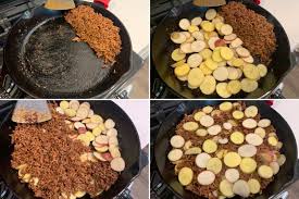 Brown the meat with taco seasoning and chop all your taco salad ingredients. Loaded Ground Beef And Potatoes Skillet Kinda Healthy Recipes