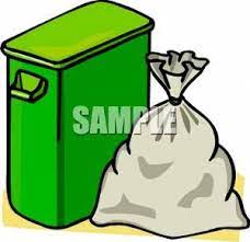 Green Trash Can With A Trash Bag Beside It Royalty Free Clipart Picture Drawing Bag Clip Art Trash Bag