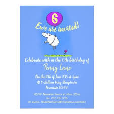 Birthday Invitation Card For 6 Year Old Boy 6 Year Old Cute Sheep Cartoon Birthday Invite Zazzle Com Birthday Invitations Birthday Humor Sheep Cartoon