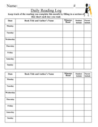 Fillable Online Lbisd Schoolfusion Reading Log Template