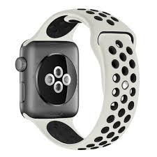 Black Apple Watch With White Sport Band Silicone Nike Sport Band For Apple Watch Series 1 2 Size 38mm 38mm Apple Watch Band Apple Watch Bands Apple Watch