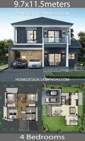House Design Plans 9 7x11 5m With 4 Bedrooms Home Ideas Architect House Duplex House Design Model House Plan