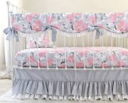 The first crib sheet is a playful grey and white circle pattern, and the second crib sheet is a pink, grey and white elephant print. Pink Gray Crib Bedding Watercolor Floral Baby By Lottiedababy Baby Girl Bedding Sets Gray Crib Bedding Sets Pink Bedroom Decor