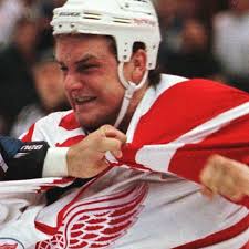 In October 1999, a skate blade sliced off a nickel-sized chunk of Darren  McCarty's face near his left eye. His teammates found it
