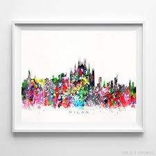 Milan Italy Watercolor Skyline Wall Art Home Decor Poster Prices From 9 95 Click Photo For Details S Watercolor Print Wall Art Prints Unique Art Prints
