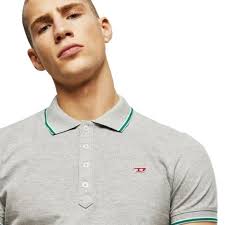 Diesel T-Randy Gray Cotton Polo with Teal Accents Medium NWT