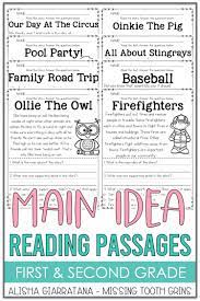Main Idea Passages Reading Center Activity Guided Reading Resources Teaching Reading