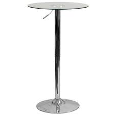 Wilco Height Adjustable Glasstop Small Cafe Table Chrome Dining Table Round Glass Cocktail Table Glass Cocktail Tables