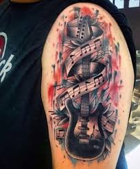 Eyebrows visible through hair 722146? 65 Guitar Tattoos For Men Acoustic And Electric Designs