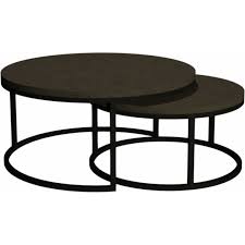 Modern nesting coffee table set with drawers & shelves in black & white. Chevron Contemporary Style Weathered Ash Finish Round Nest Of Coffee Tables