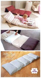 Diy Simple Roll Up Pillow Bed Floor Cushion Diy Simple Roll Up Pillow Bed Tutorial Video Simple Floor Pillows Kids Kids Floor Cushions Floor Cushions Diy