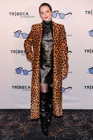 Claire Foy’s Bold Animal Print Coat at Tribeca Screening