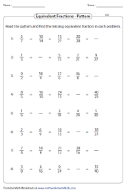 Answer key 5th grade equivalent fractions. Equivalent Fraction Worksheets