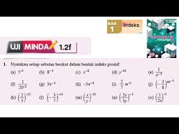 Kssm Matematik Tingkatan 3 Bab 1 Indeks Hukum Indeks Uji Minda 1 2f No1 Buku Teks Form 1 Pt3 Kelas Live