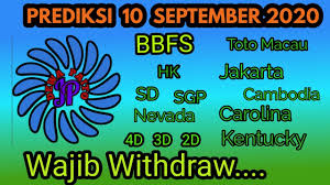 Prediksi 10 September 2020 Bbfs Angka Main Jitu Toto Macau Hk Sd Sgp Jakarta Loterry Youtube