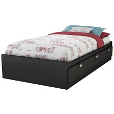 Prepac manhattan bookcase storage platform bed. Twin Size Platform Bed With 3 Storage Drawers In Black Finish Fastfurnishings Com