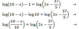 We Resolve The Logarithmic Equation Log 10 X 1 Log 2x 37 5 Systems Of Equations Equations Arithmetic