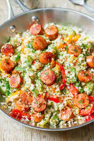 As i said before, healthy meals don't have to be boring, and they don't have to take hours to put together either. Cauliflower Fried Rice With Sausage And Peppers Eatwell101