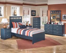 Captivating Blue Themed Twin Bedroom Furnitures Set With Wooden Bed And Bedside Table An Cheap Bedroom Furniture Bedroom Furniture Sets Interior Design Bedroom