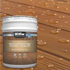 • apply a second coat to fill in color and give more depth. Behr Premium 5 Gal St 129 Chocolate Semi Transparent Penetrating Oil Based Exterior Waterproofing Wood Stain 462905 The Home Depot