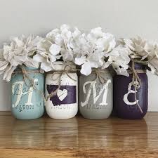 Montana Home Mason Jar Set Rustic Home Decor Mint Ivory Brown Eggplant Purple Mason Jar Decorations Shabby Chic Decor Mason Jar Crafts