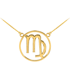 20 x 15mm also available in solid 925 silver. 14k Gold Virgo Zodiac Sign Necklace