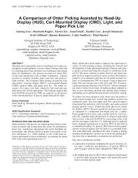 pdf a comparison of order picking assisted by head up