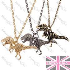 Dinosaur Skeleton Raptor Pendant Necklace Short Chain Black Brass Gold Fashion Ebay Retro Necklaces Skeleton Necklace Fashion Necklace