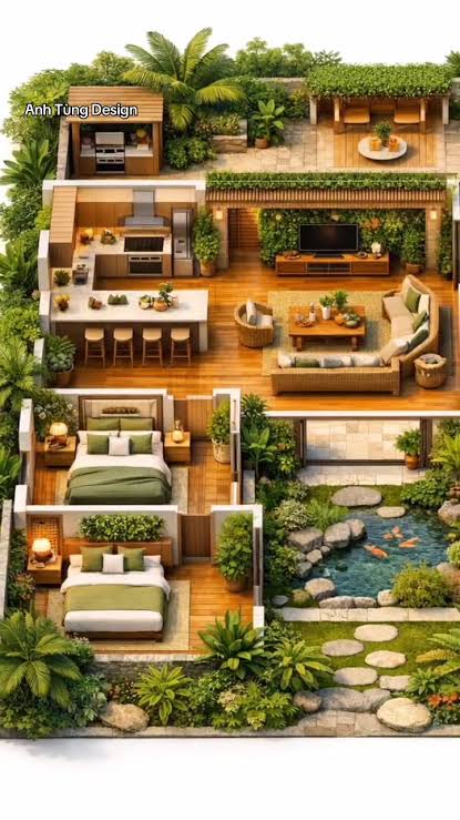 KHÔNG GIAN SỐNG XANH – NGÔI NHÀ CỦA SỰ THƯ GIÃN #AnhTungDesign #thietk... |  TikTok