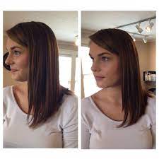 Long Angled Lob Or Bob Should Length Collar Bone Grazing Haircut Beautiful Brunette With Natural Highlights And Simple C Hair Lengths Hair Textured Haircut