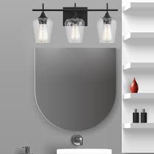 Take your bathroom to a whole new level by updating or replacing the vanity. Emma Large Black Metal 3 Light Bathroom Vanity Light With Clear Glas A Touch Of Design