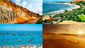 Sunrise dunes and sea in Mũi Né