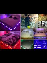 Pallet Light Up Platform Bed Diy Pallet Bed Pallet Bed With Lights Bed Lights