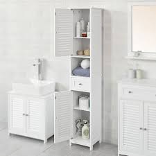 Tiptiper tall bathroom storage cabinet, large floor cabinet with 2 open compartments and 2 cabinets with doors, 64 height freestanding linen tower cabinet, for home kitchen, living room, white. Buy Haotian White Floor Standing Tall Bathroom Storage Cabinet With Shelves And Drawers Linen Tower Bath Cabinet Cabinet With Shelf Frg236 W Online In Vietnam B07dnwxs8r