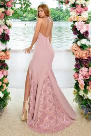 Abito lungo di seta incrociato sulle spalle. Offerta 0505 Abito Rosa Cipria A Sirena Con Tulle Rimovibile Con Inserti In Macrame 39