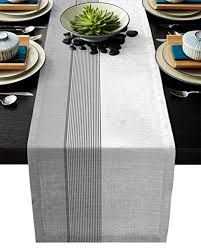 Island table placemat sets new kitchen table runners hand weaving stripes elegant cotton classy. Linen Burlap Table Runner Dresser Scarves 13 X 70 Inch Grey Stripes Kitchen Table Runners For Farmhouse Dinner Holiday Parties Wedding Events Decor Buy Online In Cayman Islands At Cayman Desertcart Com Productid 180584360