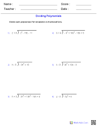 Algebra 1 Worksheets Monomials And Polynomials Worksheets Long Division Worksheets Polynomials Division Worksheets