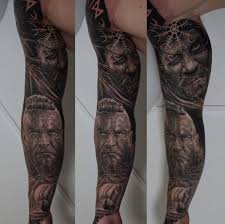 The upper half of the arm works best in this case. Viking Portraits Nordic Vessel Ship Full Arm Sleeve Tattoo