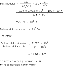 The bulk modulus of the fluid in equation (3.4.1) is the inverse of fluid compressibility: Compute The Bulk Modulus Of Water From The Following Data Initial Volume 100 0 Litre Pressure Increase 100 0 Atm 1 Atm 1 013 105 Pa Final Volume 100 5 Litre