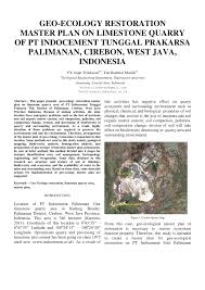 0 ratings0% found this document useful (0 votes). Pdf Geo Ecology Restoration Master Plan On Limestone Quarry Of Pt Indocement Tunggal Prakarsa Palimanan Cirebon West Java Indonesia
