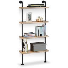 De solides plateaux en aggloméré au look vintage sont associés au cadre en métal. Etagere Murale Style Industriel 4 Niveaux Bibliotheque Cuisine Entree En Bois Retro Look Vintage Hxlxp 142 5 X 60 X 24 Cm Nature 7100212787265