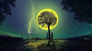 Find the best moon wallpaper on wallpapertag. Hd Wallpaper Anime 88 Girl Moon Night Sky Lightning Wallpaper Flare