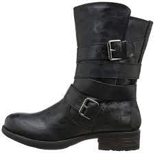 Amazon Com Rampage Women S Islet Motorcycle Boot Black 7 M Us Mid Calf Boots Low Heel Boots Motorcycle Boots