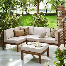 Ecklounge 3 Tlg Mit Beigen Auflagen Holz Dunkel Outdoor Sectional Home Decor Home