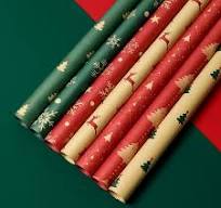 5Pcs Packing Paper Disposable Eco-friendly Practical Lovely Pattern Printed  Kraft Christmas Wrapping Paper for Festival