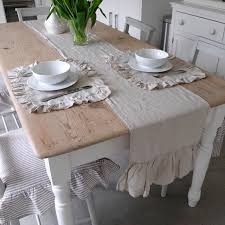 Ruffled Linen Table Runner Linen Linen Table Runner Shabby Chic Kitchen Table Cloth