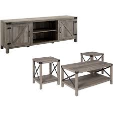 4 Piece Barn Door Tv Stand Coffee Table And 2 End Table Set In Rustic Gray Oak Walmart Com Walmart Com Shop grey end tables in a variety of styles and designs to choose from for every budget.